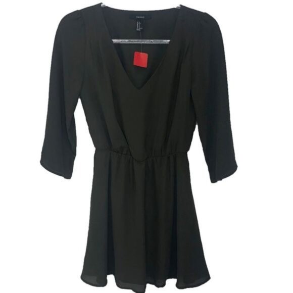 Forever 21 Hunter Green V-Neck Mini Dress - Picture 1 of 3
